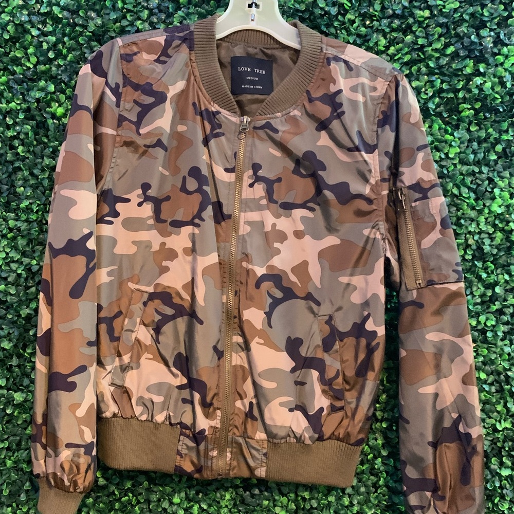 Love Tree Camo Bomber Jacket
